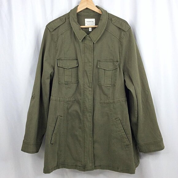 Torrid Military Army Green Anorak Utilty Jacket Women's Plus Size 3X Canvas - Picture 4 of 12